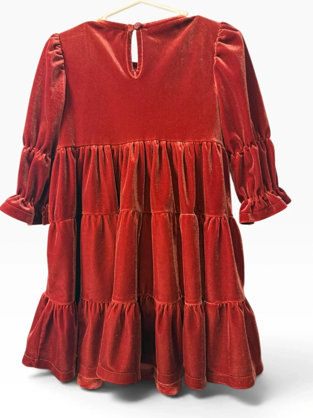 Girls dress by Bonnie Jean in deep red with a velvet feel to it Size 5T